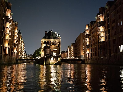 Speicherstadt Hamburg. Backsteinlagerhäuser der Speicherstadt.